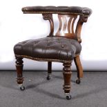 Victorian mahogany framed club chair, with buttoned leather.