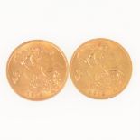 Two Half Sovereigns - George V 1913/1914. (2)