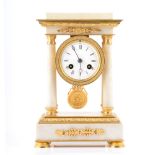 French Second Republic white marble and gilt metal portico clock,