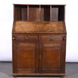 Victorian ‘country made’ oak bureau bookcase.