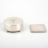 An Art Deco silver compact by Charles S Green & Co Ltd, engine turned, Birmingham 1934, and a