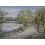Albert H. Findley "Groby Pool", signed, watercolour, 27cm x 36cm.