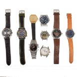 A collection of nine modern mechanical and quartz wrist watches - Gentleman's Accurist, Gruen,