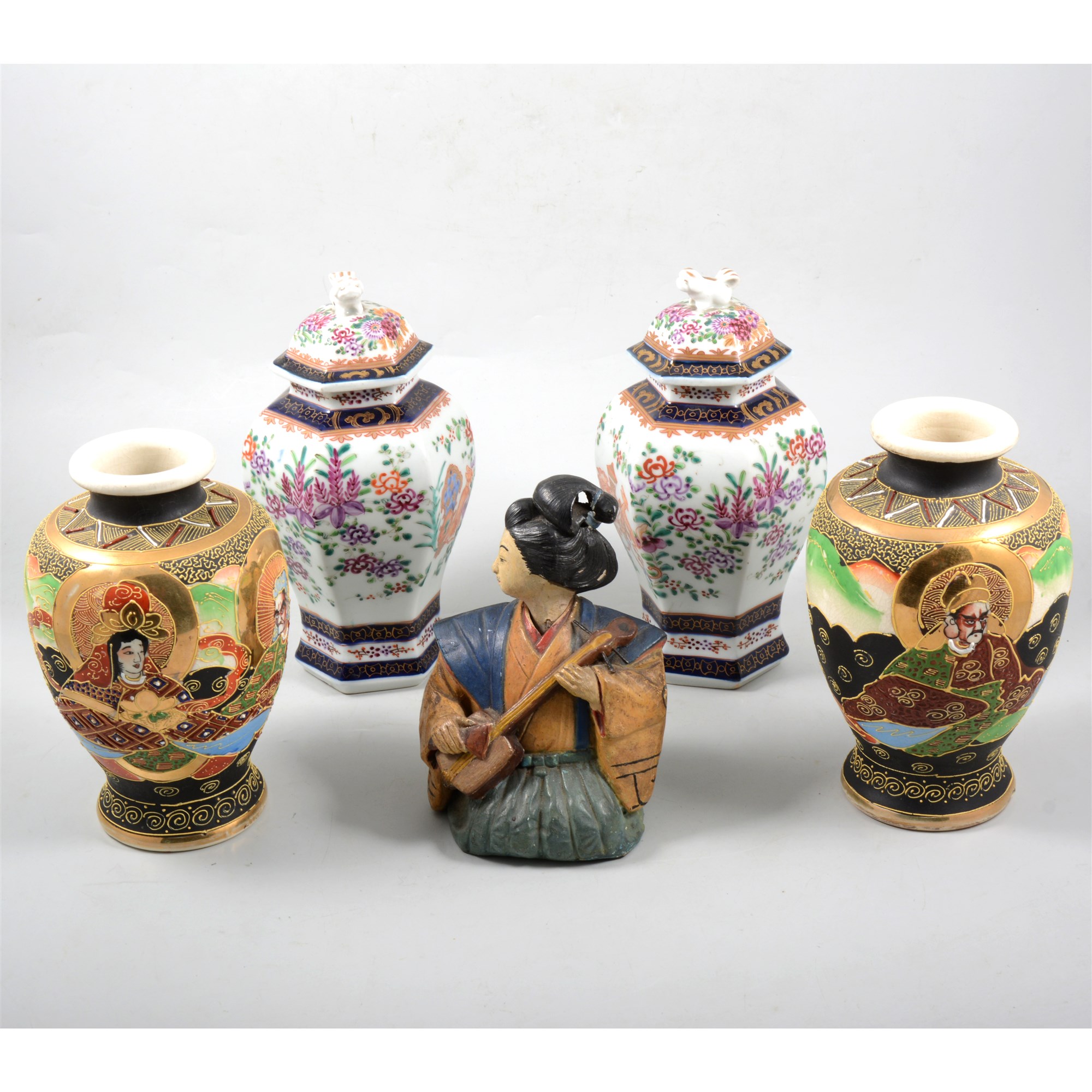 A quantity of Japanese ceramic items, including Satsuma vases, nodding figures, etc - Image 2 of 2