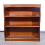 Contemporary mahogany effect open bookcase, and a coffee table.