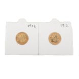 Two Half Sovereigns - George V 1912. (2)
