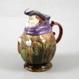 French Majolica style jug, modelled as a rotund toby, 22cm.