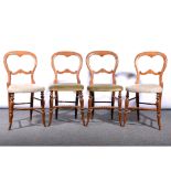 Set of six Victorian beechwood balloon-back bedroom chairs,