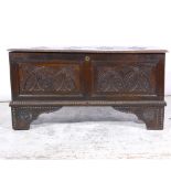 Old carved oak coffer,