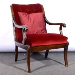 Regency style stained beechwood library chair.