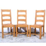 Set of six beechwood ladder-back dining chairs.