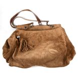 Chanel Triple CC Chain Shoulder Bag - A Chanel brown suede shoulder bag, interlocking CC logo