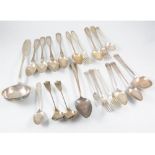 A quantity of continental white metal flatware, to include two knife, fork and spoon sets by Van