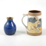 Studio stoneware tankard and a small vase, by Michael and Joanna Mosse at Llanbrynmair Pottery (2).