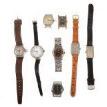 A collection of eight mechanical early to mid 20th Century wrist watches - Gentleman's West End