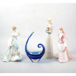 Assorted decorative ceramics and glassware, including two limited edition Royal Worcester figures.