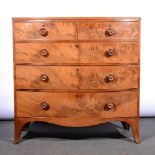 Early Victorian mahogany bowfront chest of drawers.