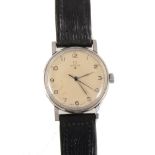 Omega - a gentleman's 1940s Red Star wrist watch with circular cream baton dial having a centre