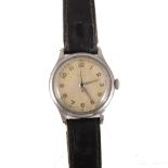 Omega - a gentleman's 1940's wrist watch with circular off white baton dial with outer seconds ring