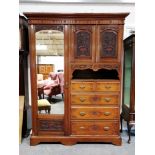 Victorian walnut combination wardrobe.