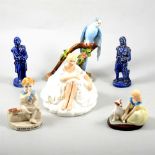 Thirteen assorted ceramic figures and ornaments including Royal Doulton, Hummel and Crown