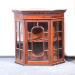 Edwardian mahogany wall hanging display cabinet,