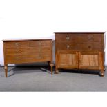 Edwardian stained wood chest of drawers, and a compactum chest.