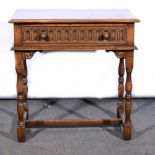 Reproduction oak side table.