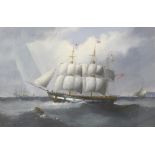 Michael Matthews "The Clipper Osprey Outward Bound", signed, gouache, 30cm x 46cm.