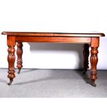 Late Victorian walnut wind-out dining table,