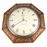 A 19th Century wall clock by King of London with single fusee movement, 30 cm white enamel dial