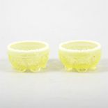 A pair of Victorian Vaseline/ Uranium glass open salt cellars.