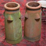 Pair of terracotta vented chimney pots,