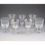 Pair of Victorian rummers; pair of wine glasses; and three ale glasses, (7)