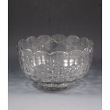 Regency facet cut glass basin, lobed rim, diameter 26cm.