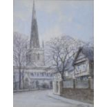 Albert H. Findley "St Mary de Castro Church", Leicester, signed, watercolour, 13cm x 10cm.