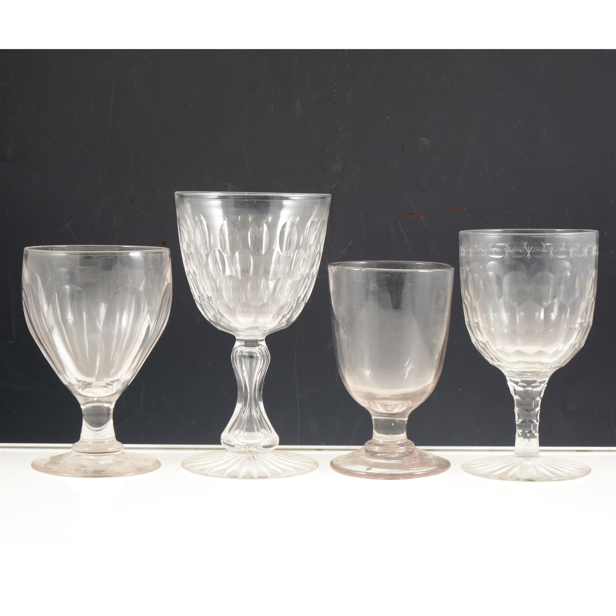 A collection of seven 19th century glass drinking vessels.