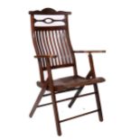 Stained beechwood folding deck chair,
