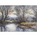 J. Clifford, River landscape, signed, watercolour,