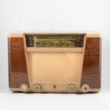 A Philips 400A valve radio and a Smith's walnut mantel clock, (2).