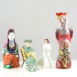 Five Royal Doulton figures, Oriental ceramics, and a Beswick shire horse.