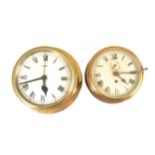 Small brass cased ships wall clock, diameter 18cm,