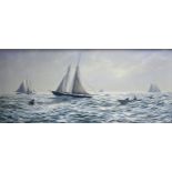 Adrian Dodd, sailing ships and rowing boats, oil on canvas.