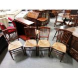 Set of four Edwardian stained wood dining chairs,