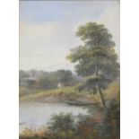 Wray, a pair of river landscapes, oil on canvas, framed, both 54.5cm x 39.5cm. (2)