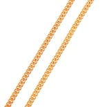 A 9 carat yellow gold flat curb link necklace 3.5mm wide, length 44cm, approximate weight 14.5gms.