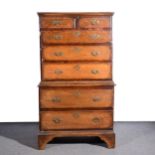 George III style oak chest on chest,