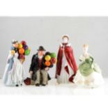 Six Royal Doulton figurines, and four other figurines.