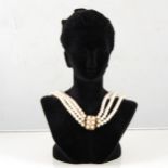 A cultured pearl choker, one hundred and ninety-two 5.2mm cultured pearls strung into a three row