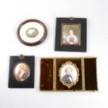 Three 19th Century portrait miniatures on ivory panels; and another